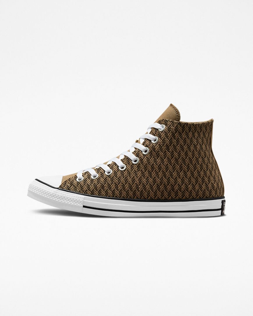 Men's Converse Chuck Taylor All Star Herringbone High Top Shoes Brown / White | AU C6905C